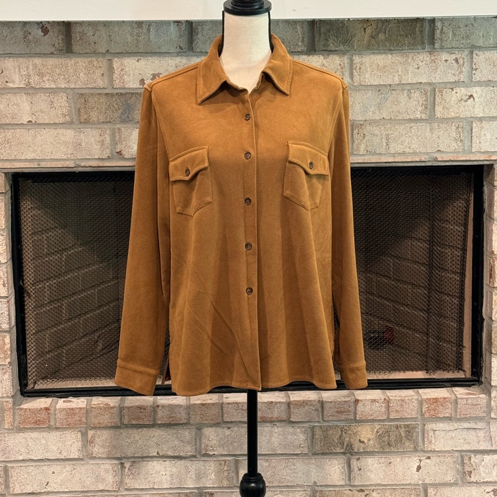 Brown Microsuede Button Down - image 1